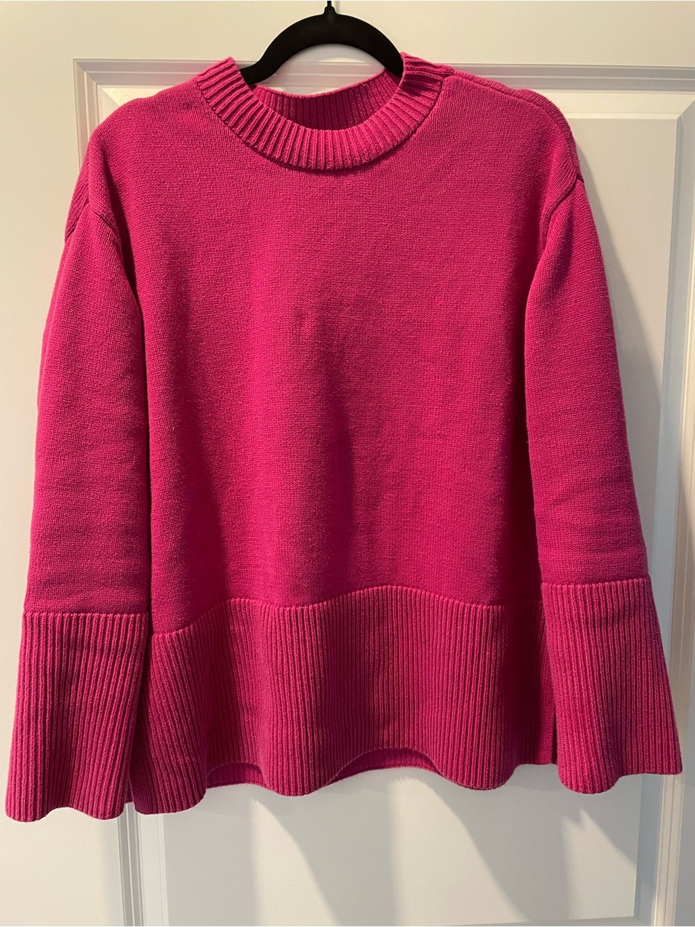 GAP Women's Pink Rib-Hem Crewneck Sweater